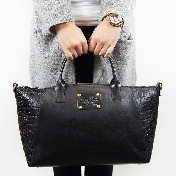 Kožená kabelka Fly Violet midi, krokodýlí-image-2