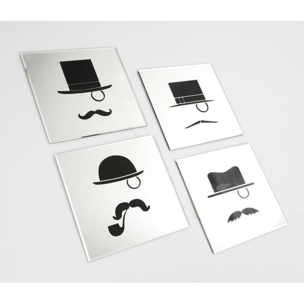 Set 4 zrcadel Moustache, 35x35 cm