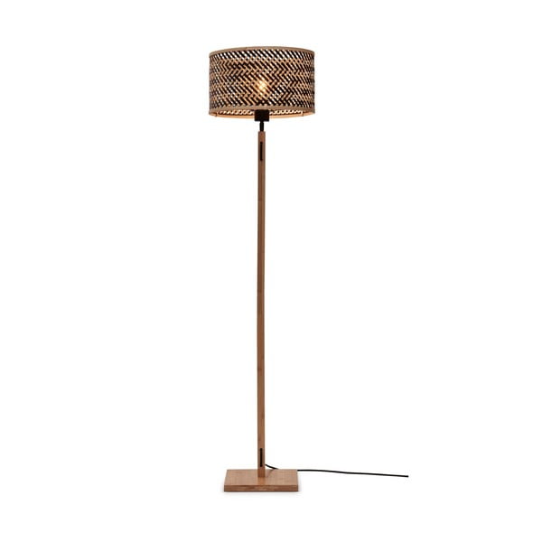 Подова лампа с бамбуков абажур в черен и естествен цвят (височина 128 см) Java - Good&Mojo
