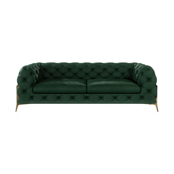 Тъмнозелен кадифен диван 225 cm Chelsea Bis – Ropez