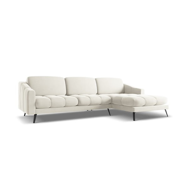 Кремав кадифен ъглов диван (десен ъгъл) Nalu – Makamii-image-4