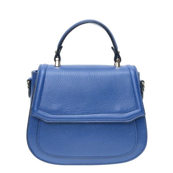 Синя кожена чанта с каишка - Isabella Rhea