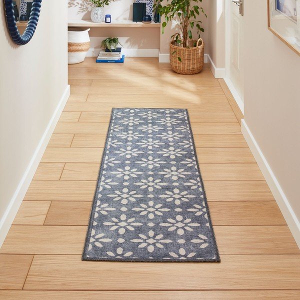 Тъмносиня пътека подходяща за пране 76x230 cm Coral Blue – Think Rugs-image-1