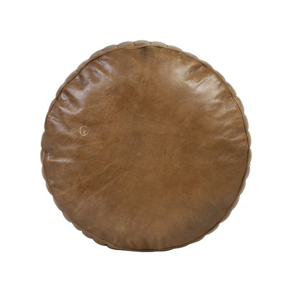 Кафяв кожен пуф ø 42 cm Luko - Light & Living-image-1