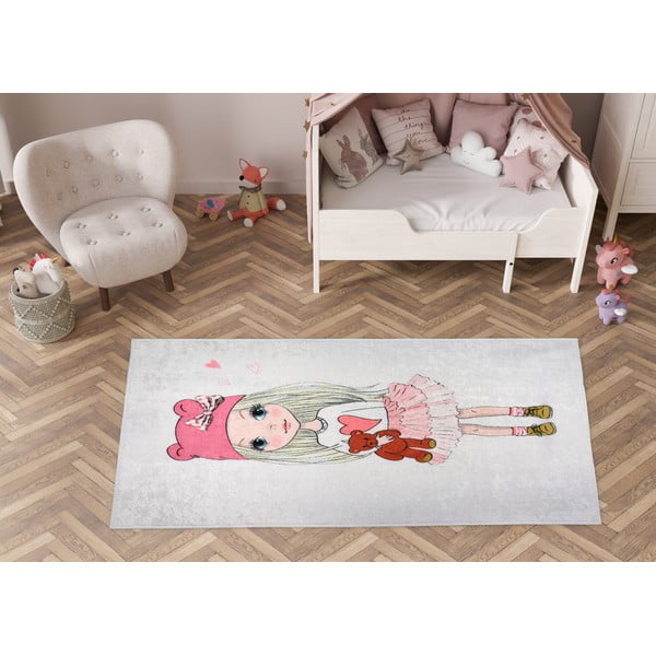 Детски килим подходящ за пране 160x230 cm Cute Girl and the Bear – Vitaus-image-1