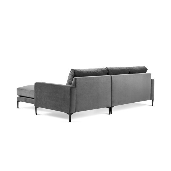 Ъглов диван от сиво кадифе , десен ъгъл Harmony - Kooko Home-image-3