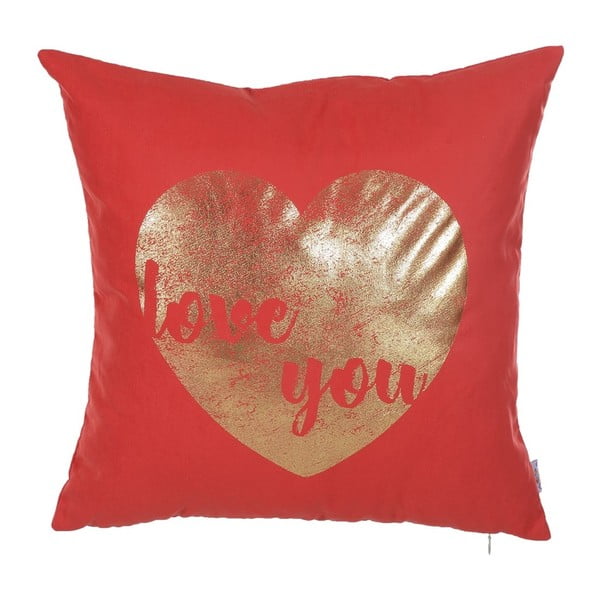 Červený povlak na polštář Mike & Co. NEW YORK Shimmering Heart, 45 x 45 cm