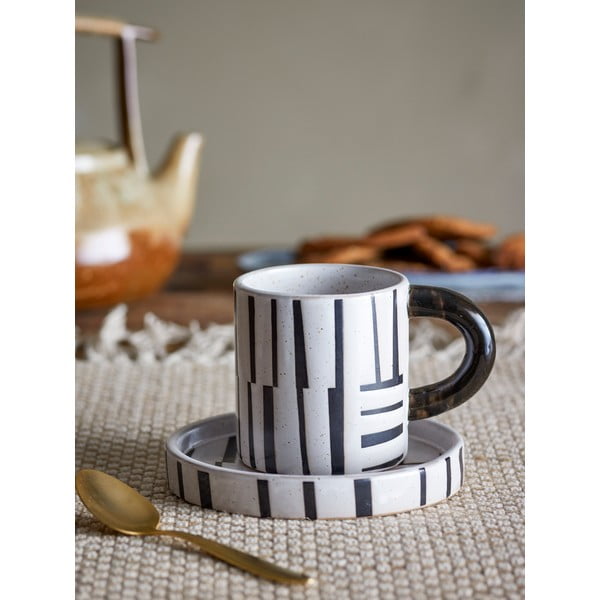 Черно-бяла глинена чаша 300 ml Frankie – Bloomingville-image-1