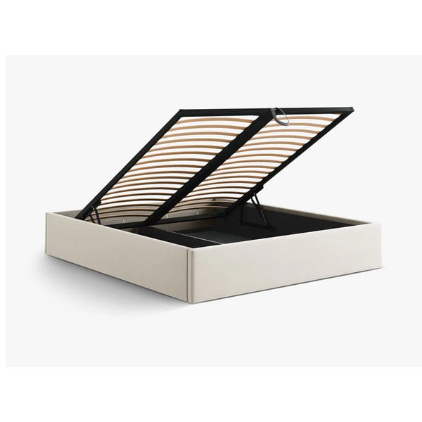 Бежово двойно легло 160x200 cm тапицирано с място за съхранение/без табла с включена подматрачна рамка Susan – Micadoni -image-3