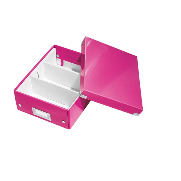 Розова картонена кутия за съхранение с капак Click&Store - Leitz