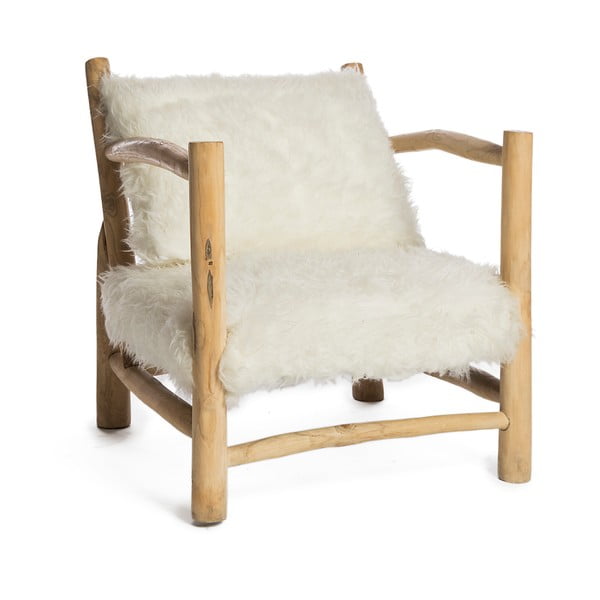 Бял фотьойл със структура от тиково дърво Simple - Simla