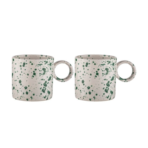 Бяло-зелени чаши в комплект от 2 броя, изработени от керамика 450 ml Carnival - Ladelle