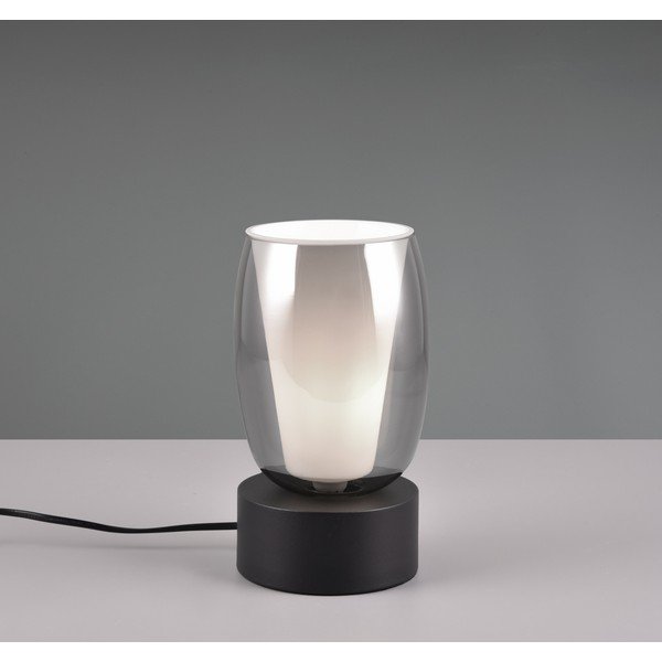 Настолна лампа със стъклен абажур в черно и сребристо (височина 24 cm) Barret - Trio Select-image-1