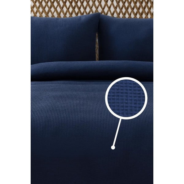 Тъмносиньо покривало за легло 200x220 cm Waffle – Mijolnir-image-1