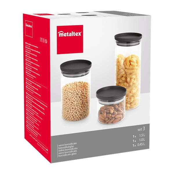 Стъклени кутии за храна в комплект от 3 бр. – Metaltex-image-1