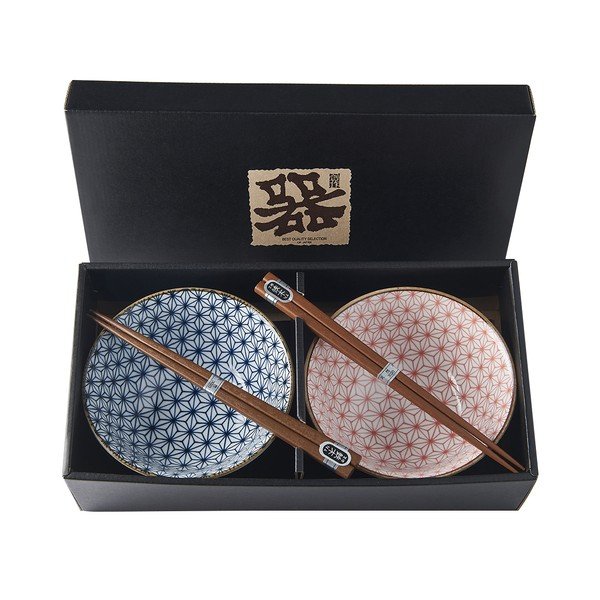 Комплект от 2 чинии и пръчици за хранене Asanoha - MIJ-image-2