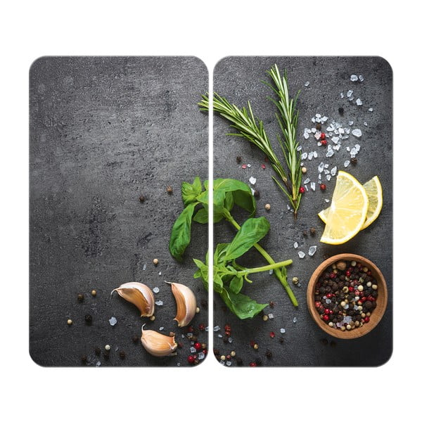 Комплект от 2 капака за печка от сиво стъкло Universal Herbs - Wenko
