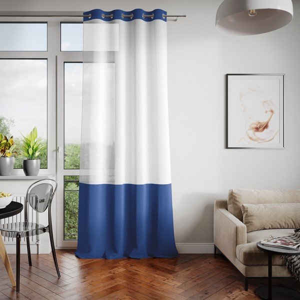 Бяло и синьо перде Irvelette Eyelets, 140 x 270 cm Irvette Eyelets - AmeliaHome-image-2