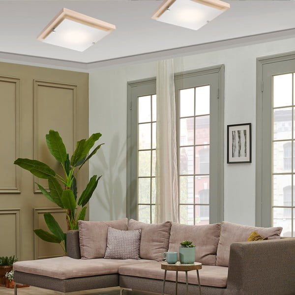 Кафяво и естествено осветително тяло за таван 30x30 cm Pedro – LAMKUR-image-3