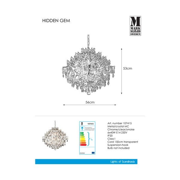 Хромирано висящо осветително тяло Hidden, ⌀ 53 cm Hidden Gem - Markslöjd-image-2