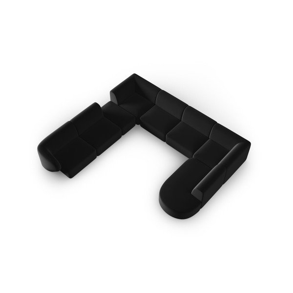 Черен кадифен ъглов диван (ляв ъгъл/U форма) Paolo – Milo Casa-image-1