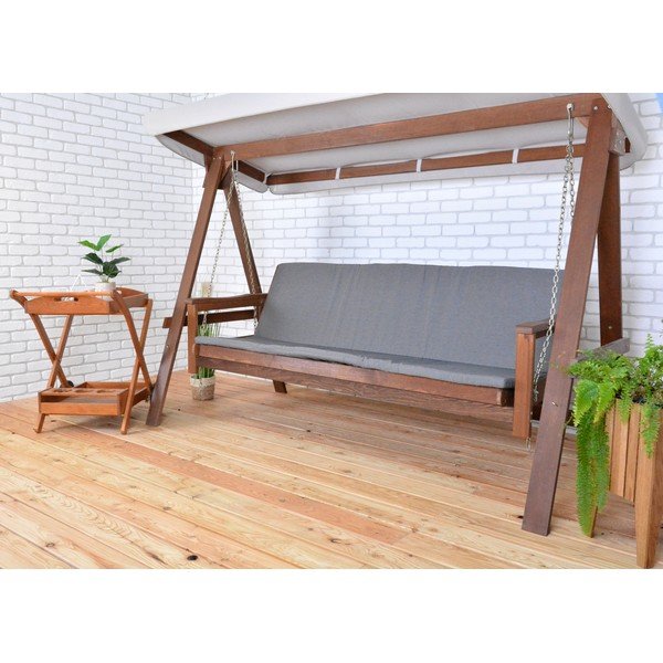 Градинска люлка от масивно дърво в сив и кафяв цвят Adelaida – Rojaplast-image-2