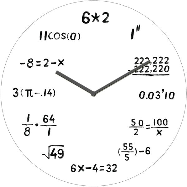 Стенен часовник от бяло стъкло Mathematics, ø 30 cm - Postershop
