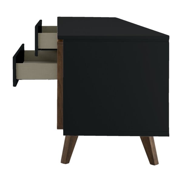 Нисък скрин от орех в черно и натурално 210x57 cm Plain - Tenzo-image-4