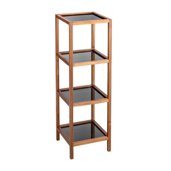 Стъклена етажерка за баня в черно-естествен цвят 36x112 cm Fondi - Wenko-image-1