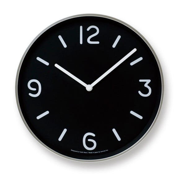 Černé nástěnné hodiny Lemnos Clock MONO, ⌀ 25,6 cm
