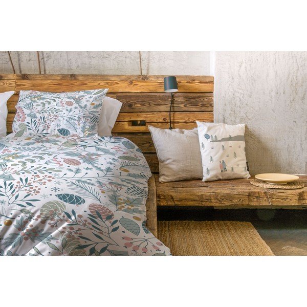 Бяло и синьо памучно спално бельо от сатен за единично легло 140x200 cm - Butter Kings-image-1