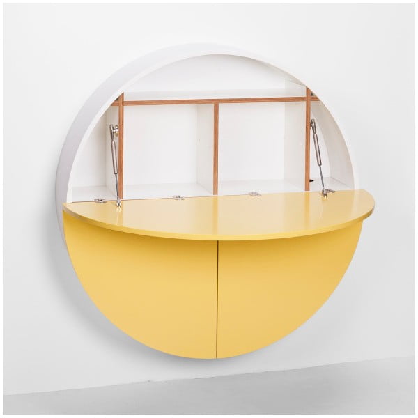 Жълто-бяла мултифункционална маса за стена Pill - EMKO-image-2