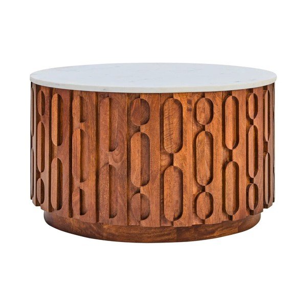 Кръгла масичка за кафе с мраморна плоча в естествен цвят ø 70 cm Torcino – Premier Housewares-image-2