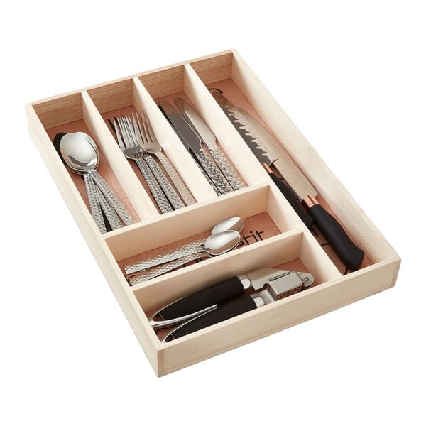 Дървен  органайзер за прибори в естествен цвят 30 x 42 cm Bessan – Premier Housewares-image-1