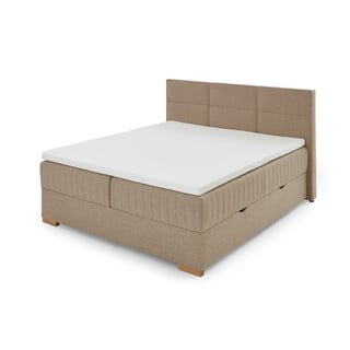 Бежово боксспринг легло с място за съхранение 160x200 cm Tambo – Meise Möbel
