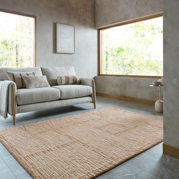 Ръчно изработен вълнен килим в естествен цвят 200x290 cm Harris Modula Wool – Flair Rugs-image-1