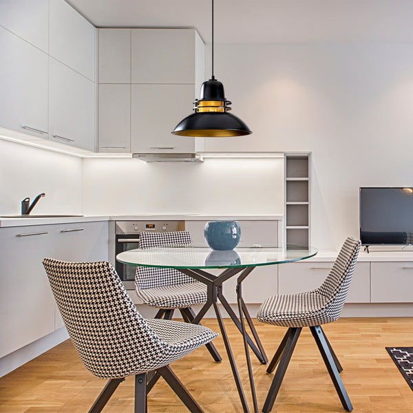 Черно висящо осветително тяло с метален абажур ø 34 cm Tovar – Opviq lights-image-4