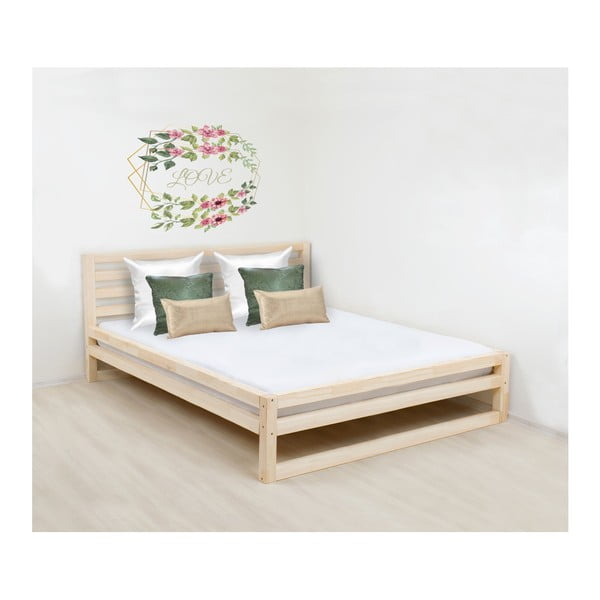 Дървено двойно легло DeLuxe Naturelle, 200 x 200 cm - Benlemi
