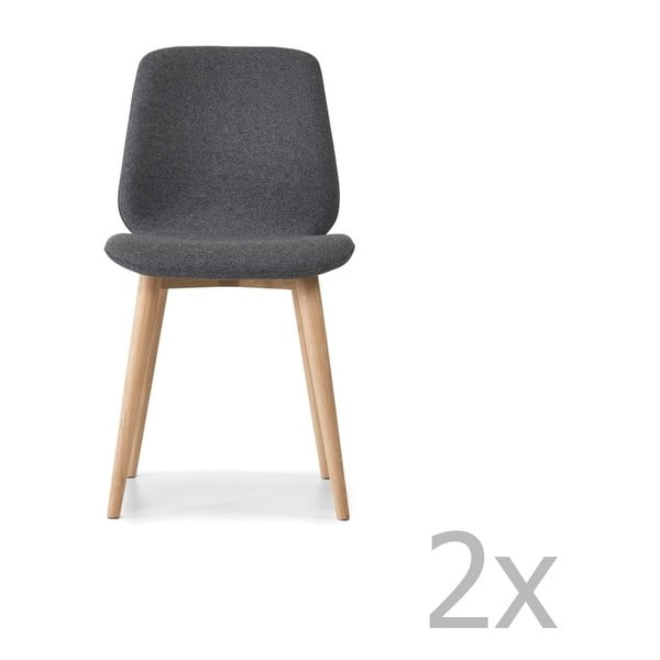 Комплект от 2 сиви трапезни стола с масивни дъбови крака WOOD AND VISION Cut - Wood and Vision