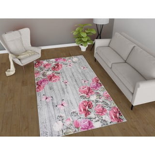 Розово-сив килим подходящ за пране 80x150 cm Blooming Roses – Vitaus