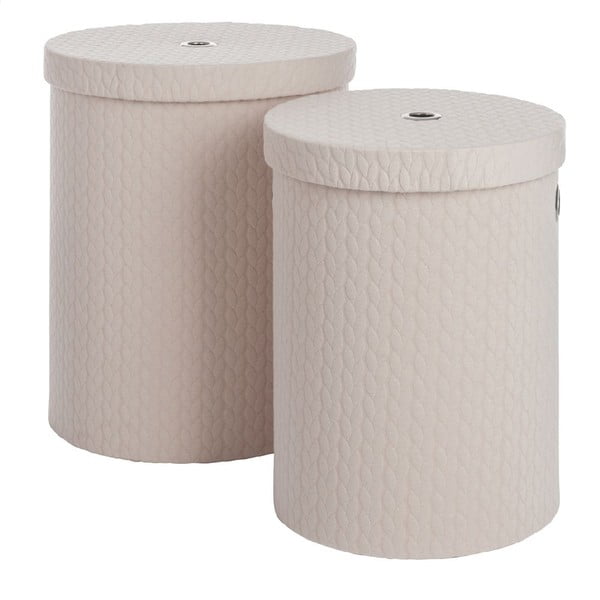 Set 2 boxů Cream Linen-image-1