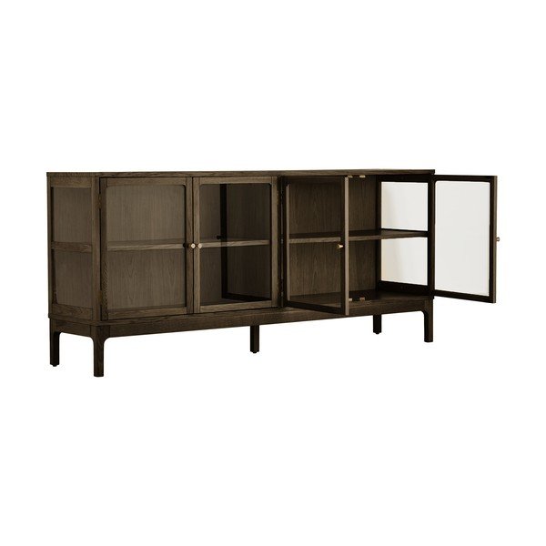 Тъмнокафява витрина от декор от дъб  180x80x40 cm Zamora – House Nordic-image-3