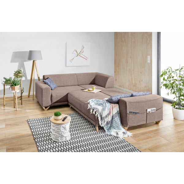 Кафяв разтегателен/с място за съхранение ъглов диван (ляв ъгъл/L форма) Classy Sophie – Miuform-image-4