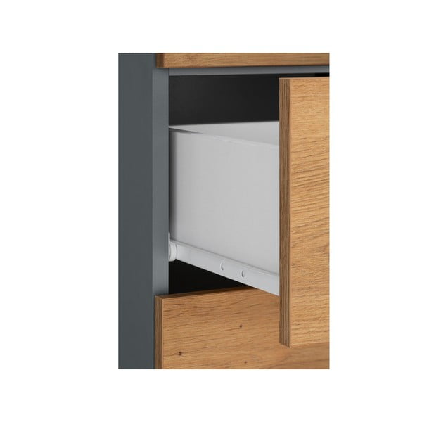 Висок/тесен шкаф за баня от декор от дъб  в естествен цвят 130x35 cm Malika – Støraa-image-4