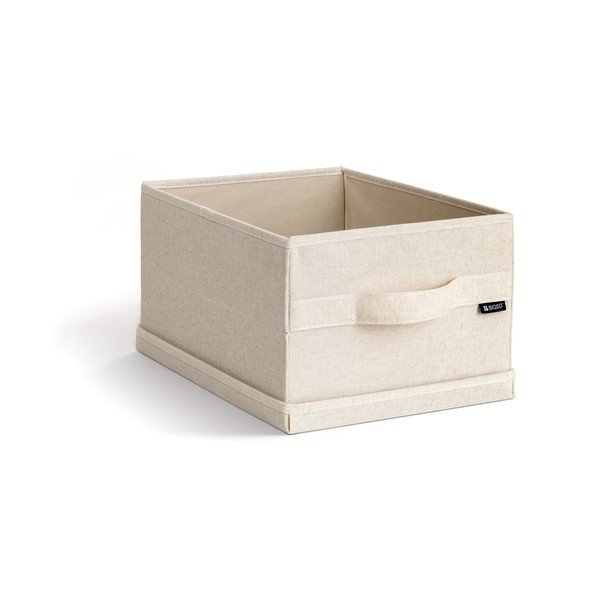 Бежова текстилна кутия за съхранение с капак 27x36x19 cm Soft Storage Small – Bigso-image-1