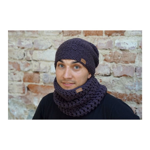 Тъмнолилав ръчно плетен кръгъл шал Plum - DOKE-image-2