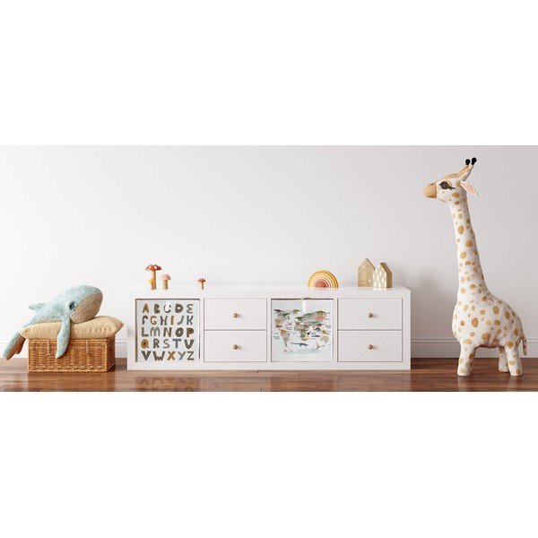 Бял текстилен органайзер за детски играчки  32x32x32 cm Dino World Map – Butter Kings-image-1