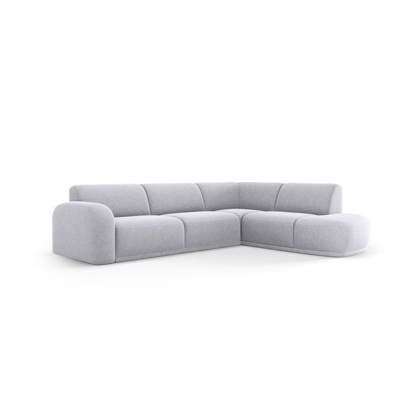 Светлосив кадифен ъглов диван Erin – Micadoni Home-image-2