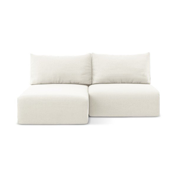 Кремав кадифен сгъваем/с място за съхранение ъглов диван (ляв ъгъл) Kalena – Makamii