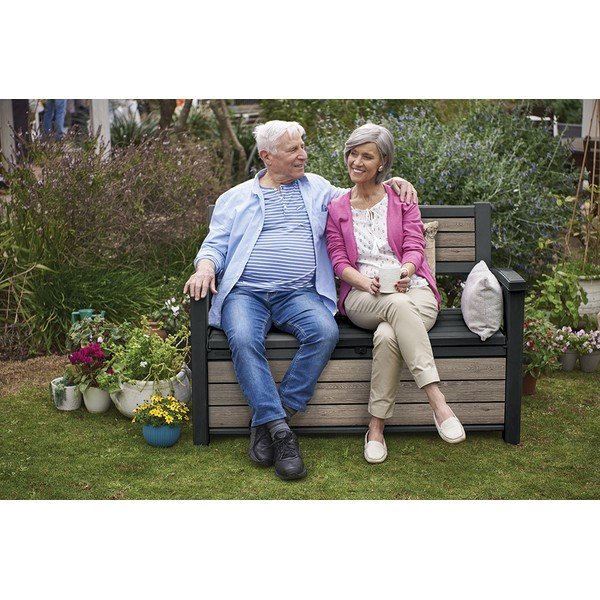 Кафява пластмасова градинска пейка Deco – Keter-image-3